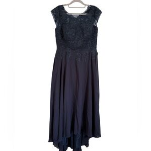 Elegant Navy Blue Lace Wedding Dress